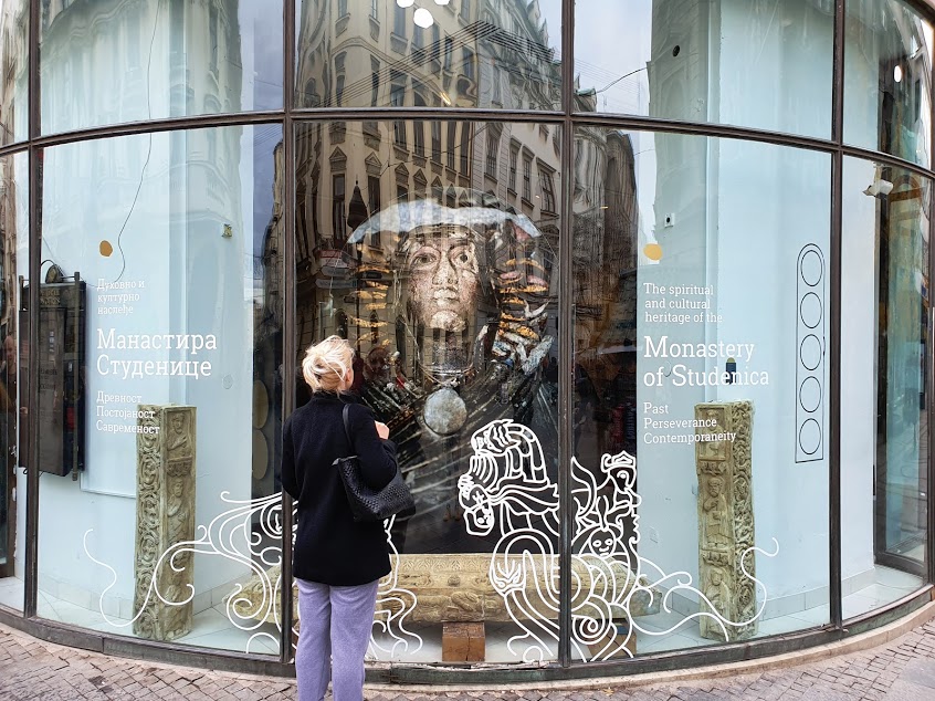 Exhibition of Monastery Studenica Display of Monastery Studenica at the gallery of Serbian Academy of Arts and Culture in Knez Mihailova street