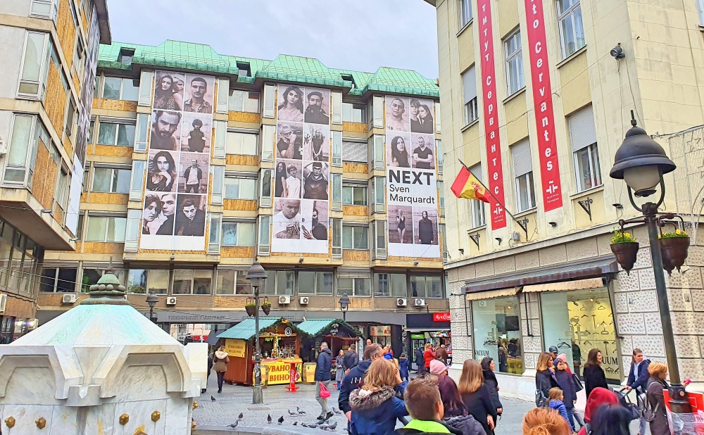 NEXT by Sven Marquardt Display of Sven Marquard's photos on the facade of the Faculty of Philosophy