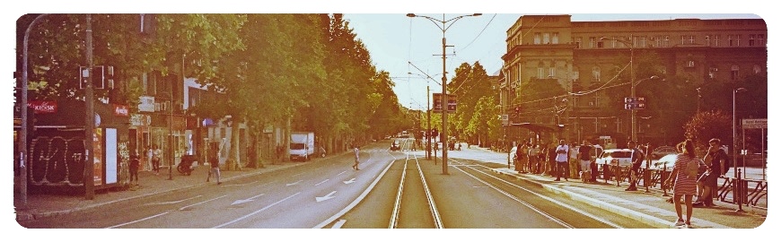 Bulevar Kralja Aleksandra A view on Bulevar Kralja Aleksandra at Cyril and Methodius Park and monument to Vuk Karadžić