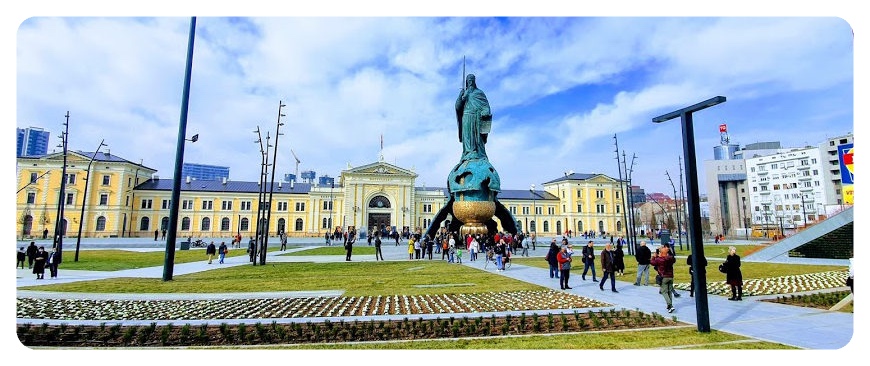 St. Sava's Church Savski Square with the monument to Stefan Nemanja