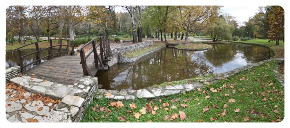 Topčider Park A small bridge over the lake at Topčider Park