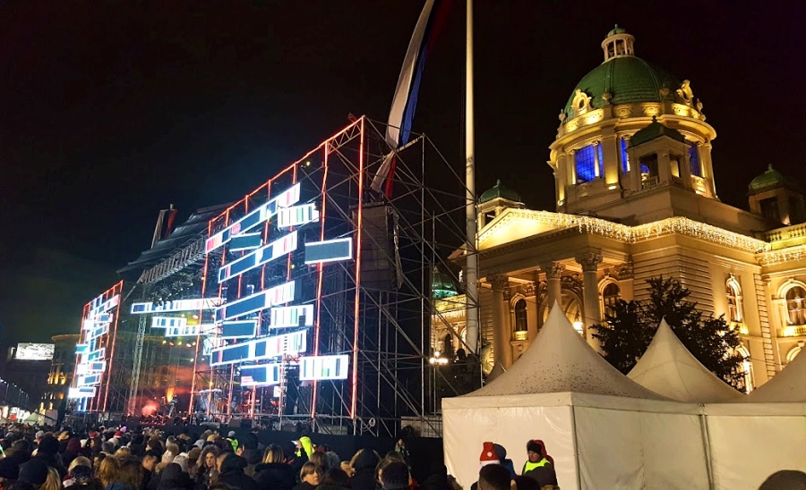 New Year's concert stage New Year's concert stage in front of the National Assembly of Serbia