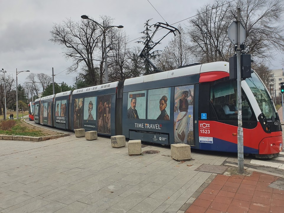 Tram decorated with paintings from the National Museum of Serbia Tram decorated with paintings from the National Museum of Serbia