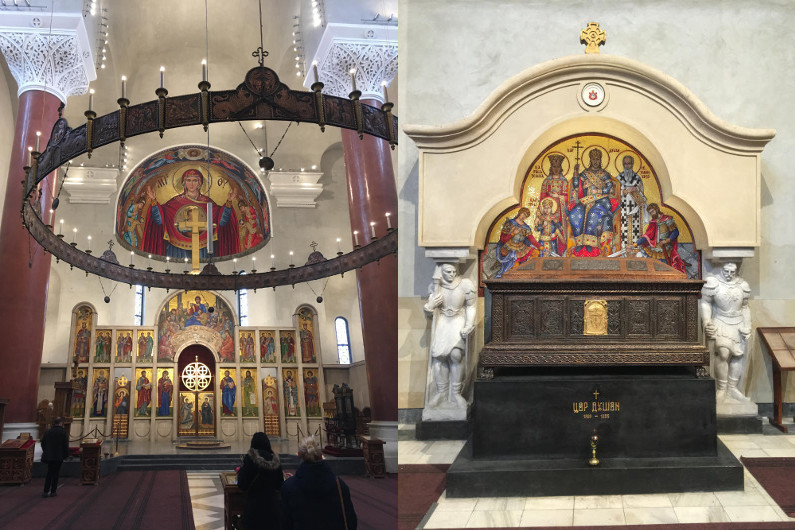 Inside St. Mark's Church Iconostasis and Tomb of Emperor Dušan
